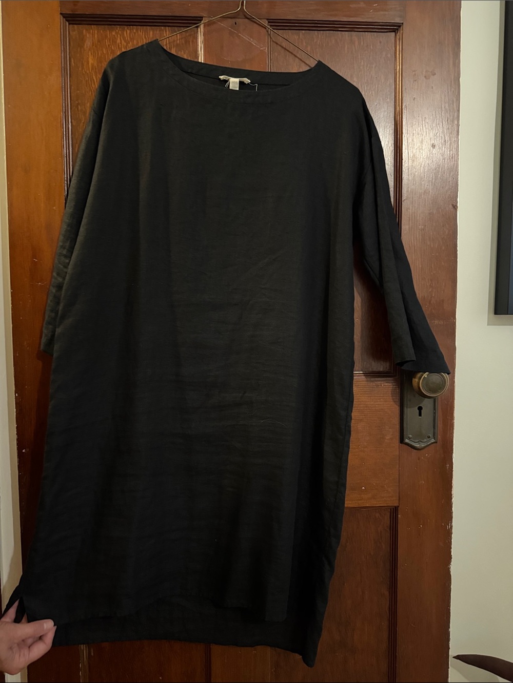 Eileen Fisher Black Women's Shift Dress - Boat Neck